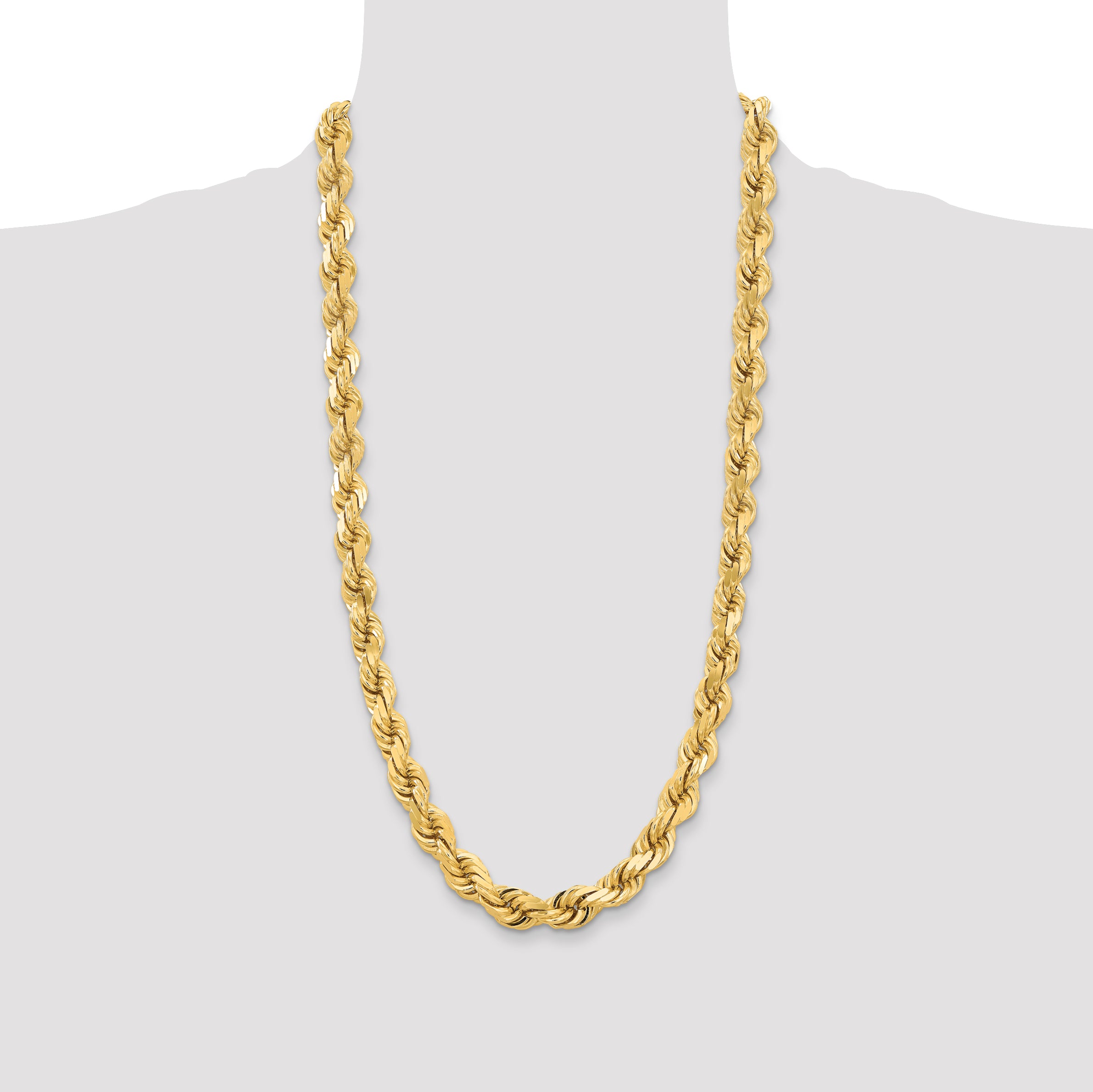 14K 20 inch 12mm Diamond-cut Rope with Fancy Lobster Clasp Chain