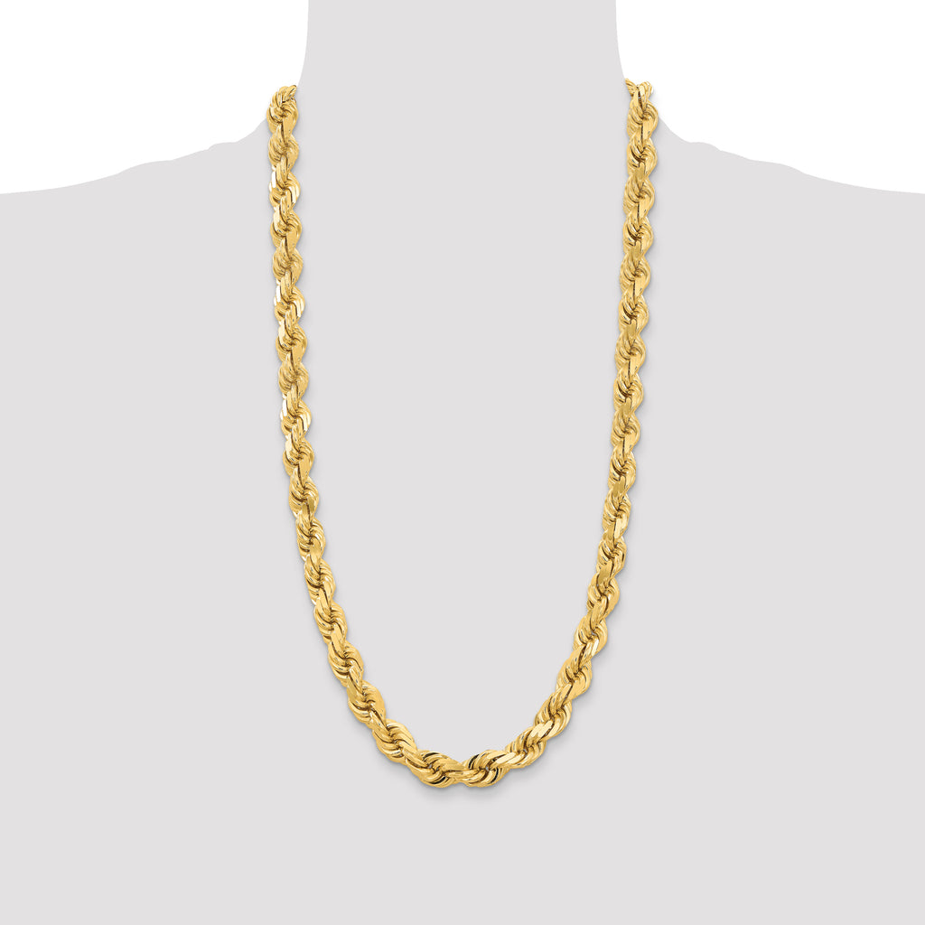 14K 20 inch 12mm Diamond-cut Rope with Fancy Lobster Clasp Chain
