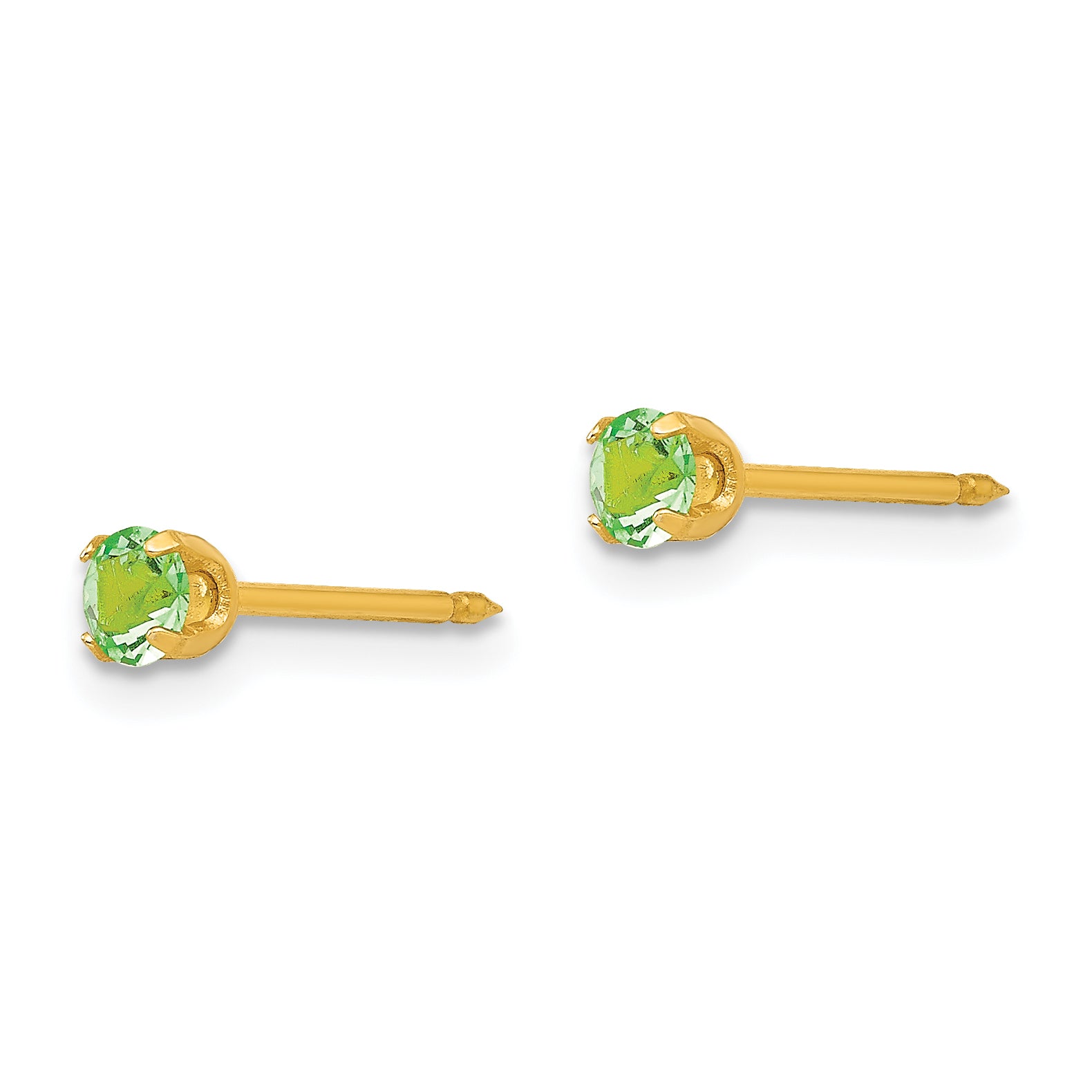 14K Gold August Birthstone Crystal Stud Earrings Elegant 3mm Design Secondary image