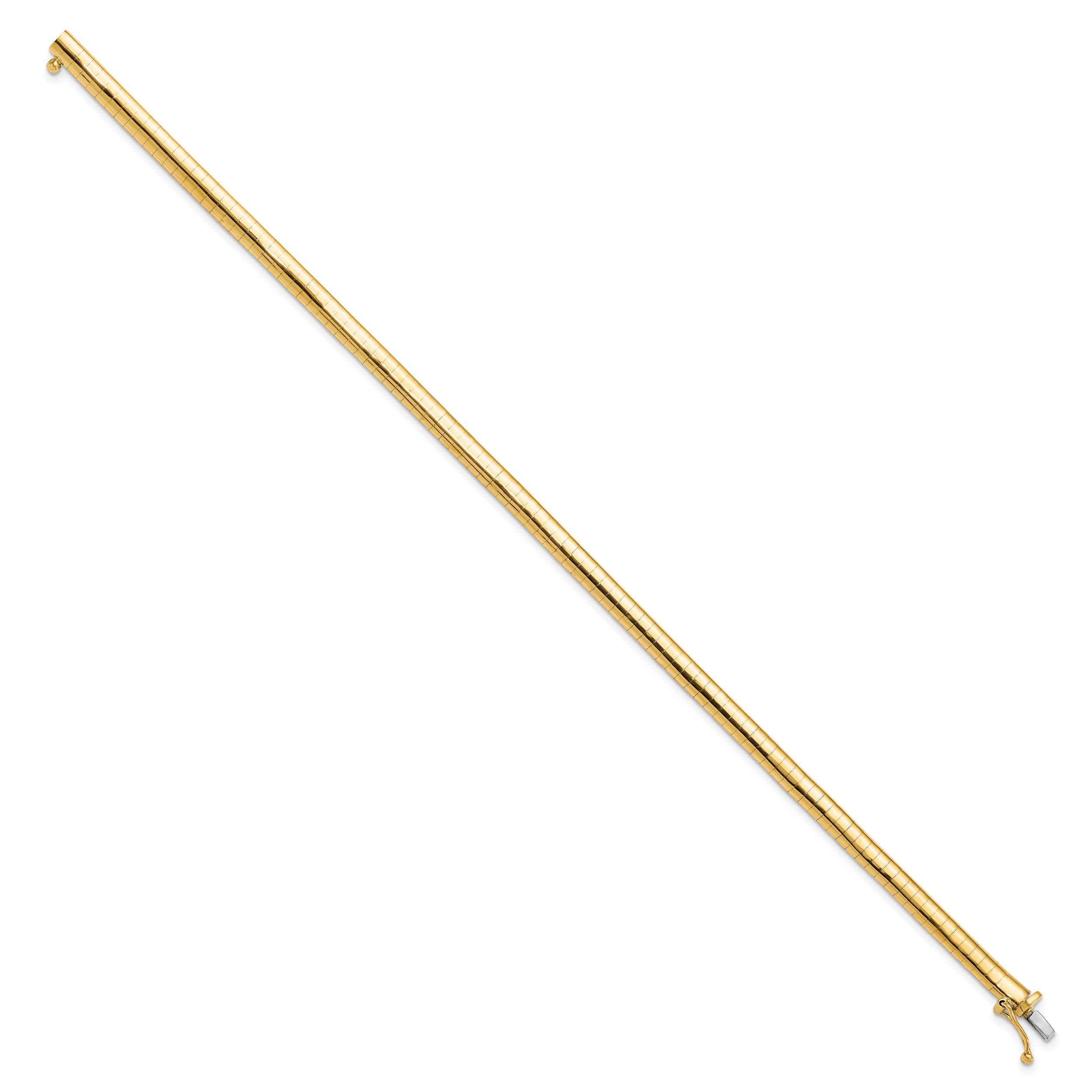 14K 4mm Domed 7 inch Omega Bracelet - 7