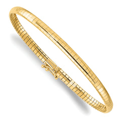 14K 4mm Domed 7 inch Omega Bracelet - 7