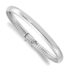 14K White Gold 6mm Domed 7inch Omega Bracelet - 7