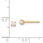 14K Gold Simulated Pearl Post Earrings  Elegant 3mm White Pearls