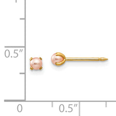 Inverness 14k 3mm Pink Simulated Pearl Post Earrings