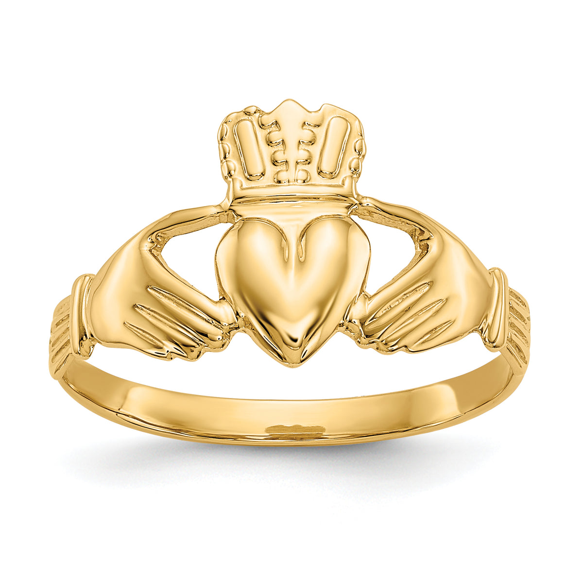 10k Polished Claddagh Ring