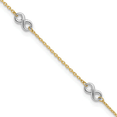 10K Two-tone Polished Infinity 9in Plus 1 in ext. Anklet