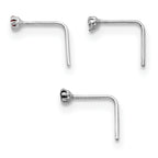 10K White Gold CZ Nose Studs Set with Rhodium Finish