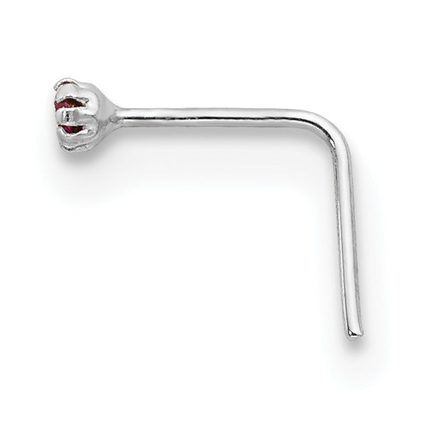 10K White Gold CZ Nose Studs Set with Rhodium Finish