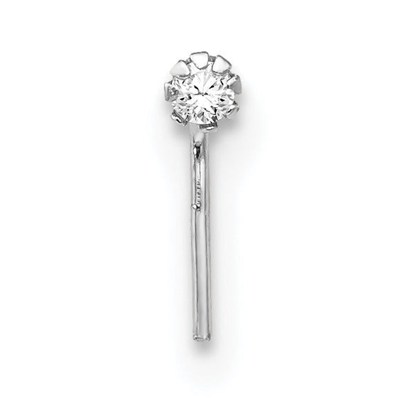 10K White Gold CZ Nose Studs Set with Rhodium Finish