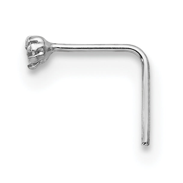 10K White Gold CZ Nose Studs Set with Rhodium Finish