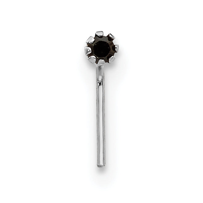 10K White Gold CZ Nose Studs Set with Rhodium Finish