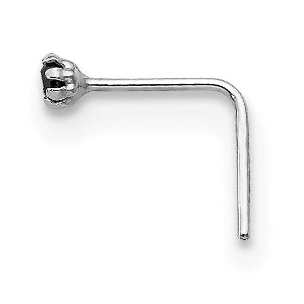 10K White Gold CZ Nose Studs Set with Rhodium Finish