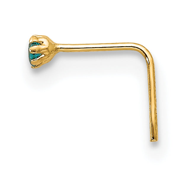 10K Yellow Gold CZ Nose Stud Set with Hollow Die Struck Design