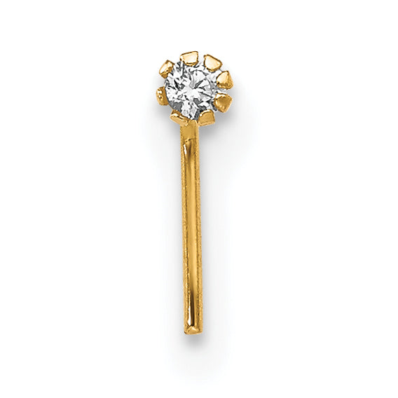 10K Yellow Gold CZ Nose Stud Set with Hollow Die Struck Design