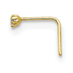 10K Yellow Gold CZ Nose Stud Set with Hollow Die Struck Design