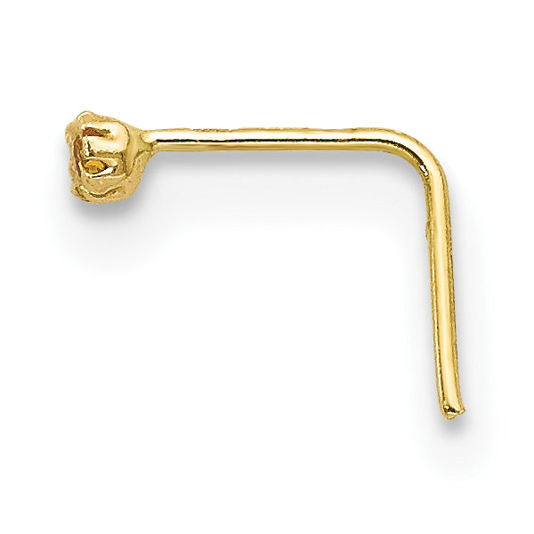 10K Yellow Gold CZ Nose Stud Set with Hollow Die Struck Design