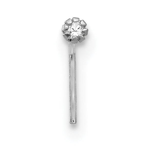 10K White Gold CZ Nostril Studs Set with Rhodium Finish Elegant Trio