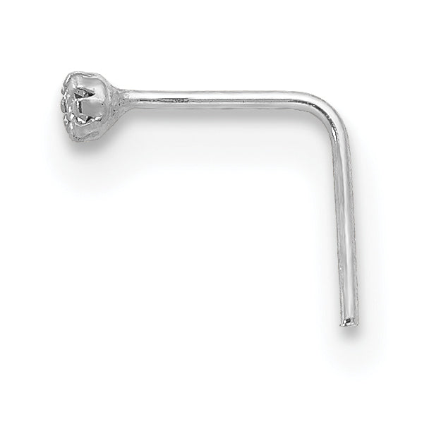 10K White Gold CZ Nostril Studs Set with Rhodium Finish Elegant Trio