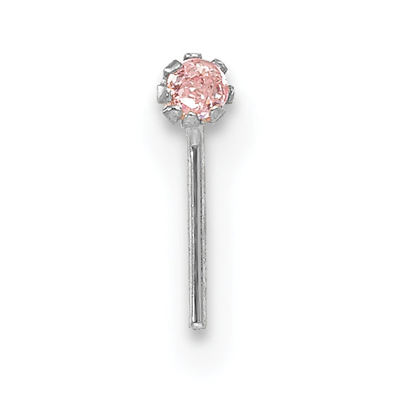 10K White Gold CZ Nostril Studs Set with Rhodium Finish Elegant Trio