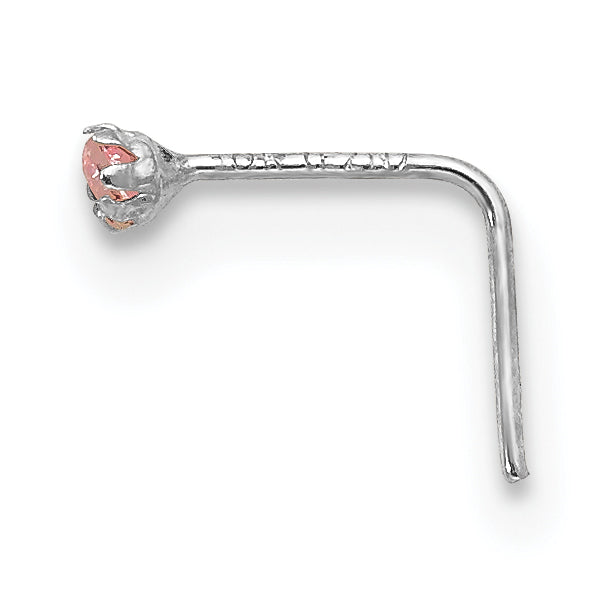10K White Gold CZ Nostril Studs Set with Rhodium Finish Elegant Trio