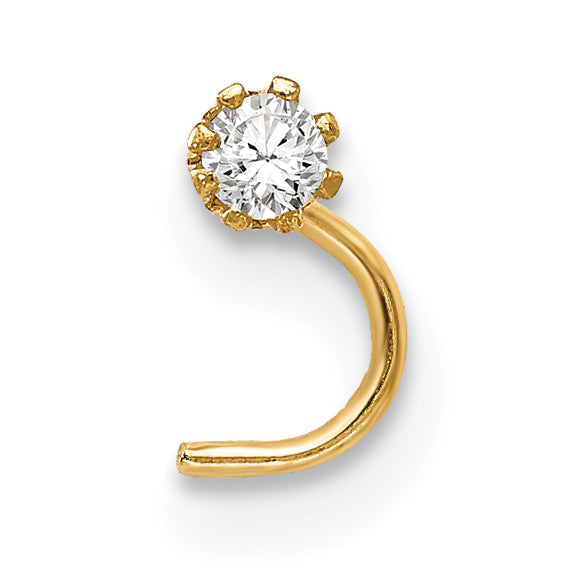 10K Gold CZ Nostril Studs Set with Elegant Yellow Finish