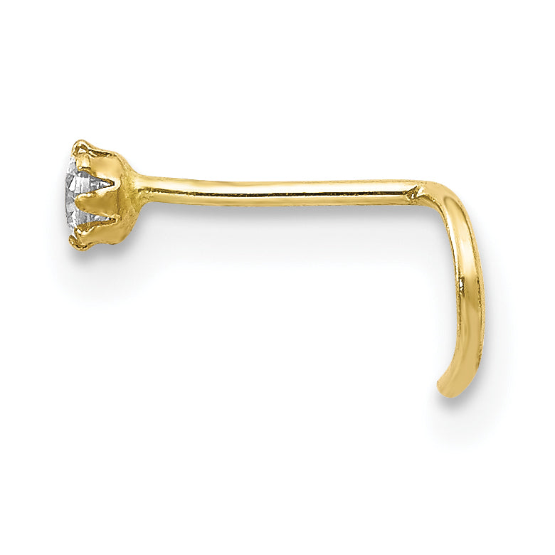 10K Gold CZ Nostril Studs Set with Elegant Yellow Finish