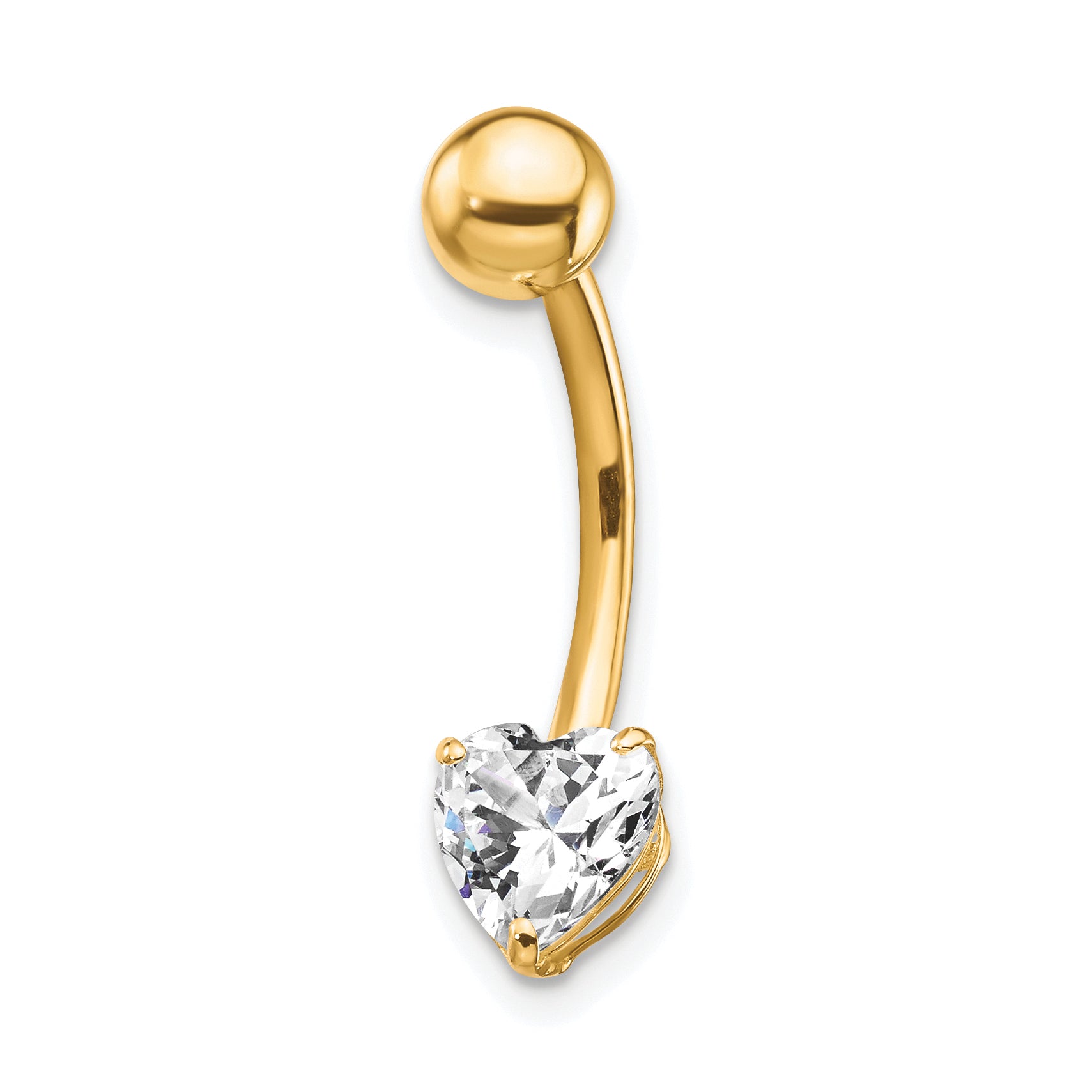 10k W/6X6 CZ Heart Belly Dangle Main image