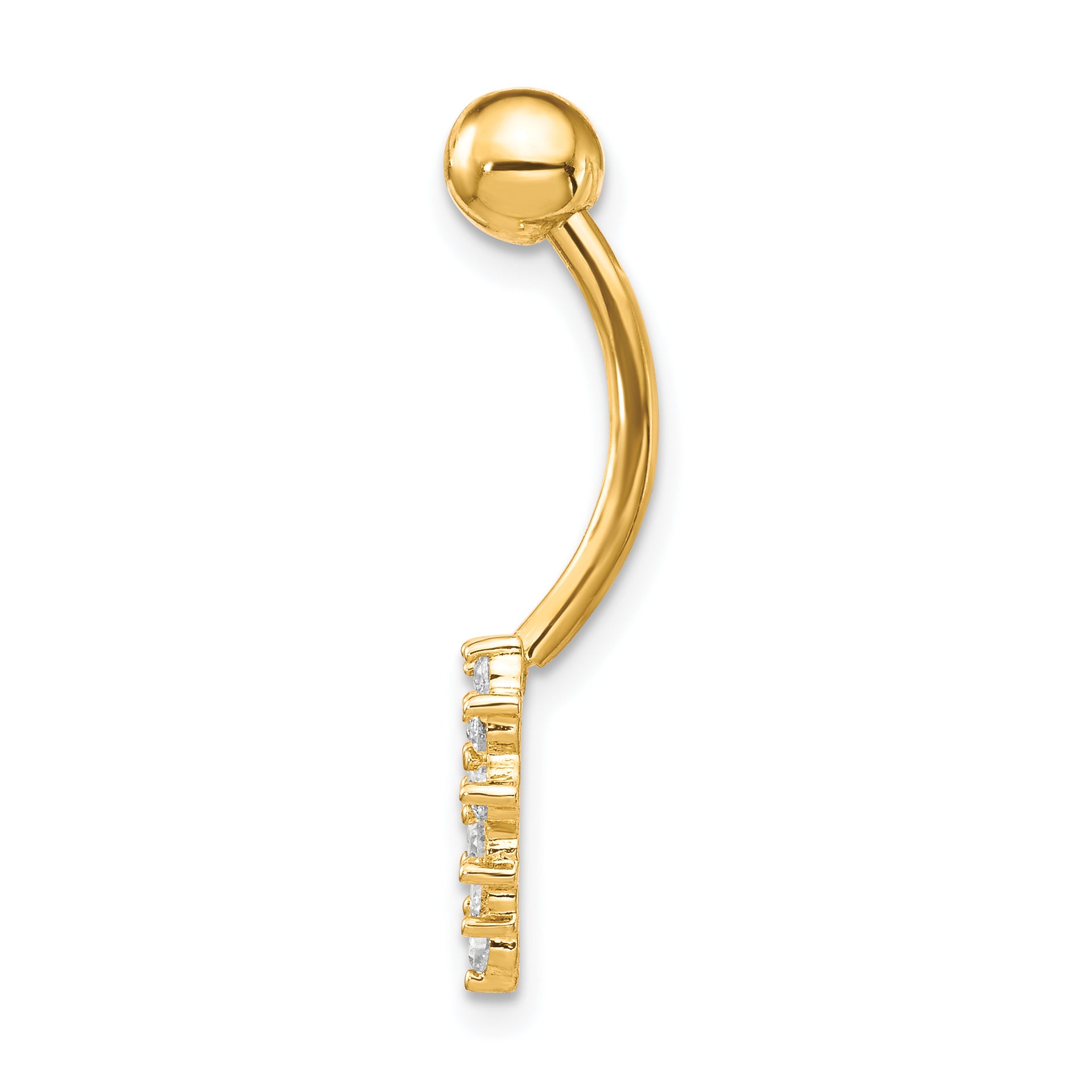10K Yellow Gold Heart Belly Dangle with Clear CZ Elegance Secondary image