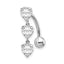 10k White Gold 5mm CZ Heart Belly Dangle
