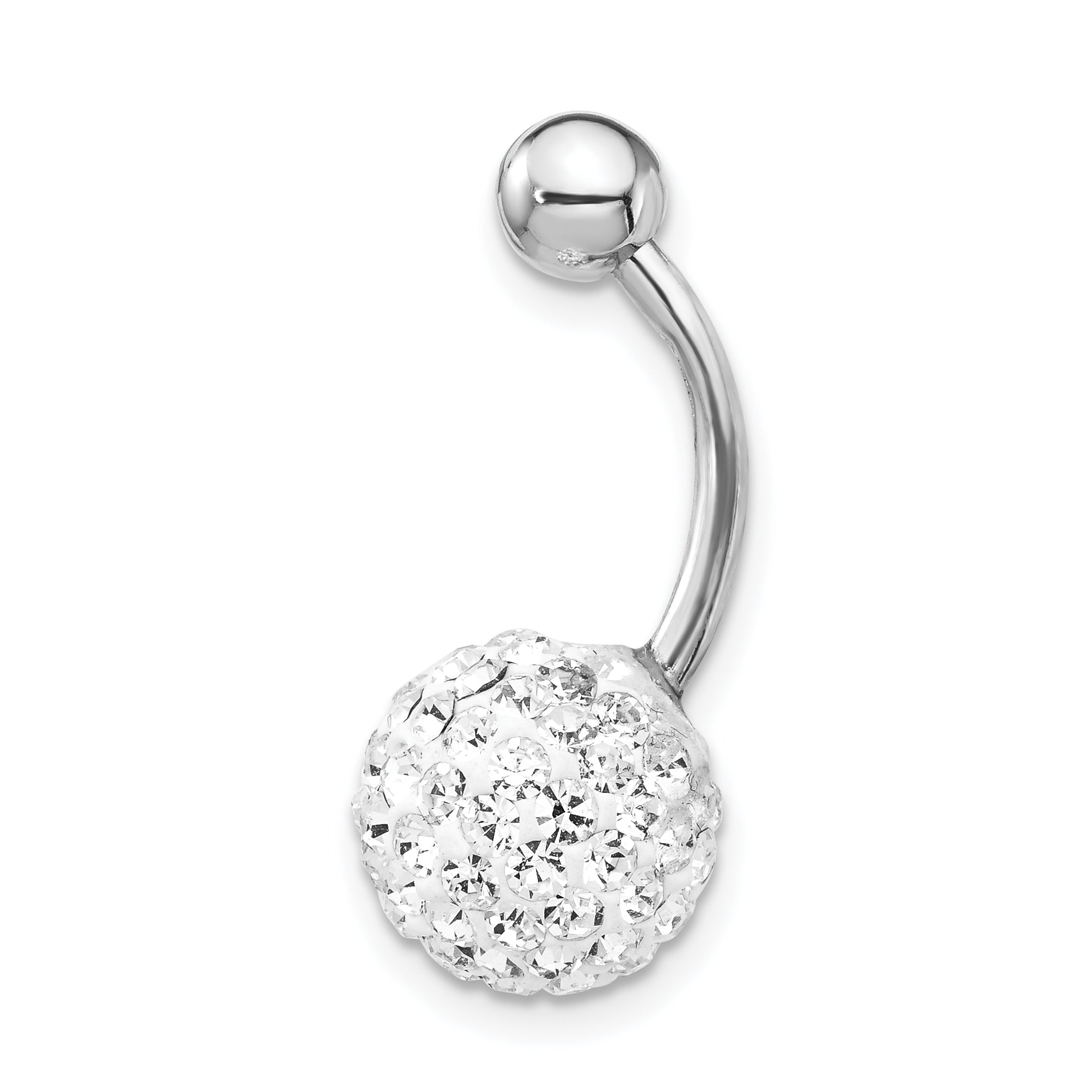 10K White Gold Belly Dangle with Clear Crystal Elegant Design Secondary image