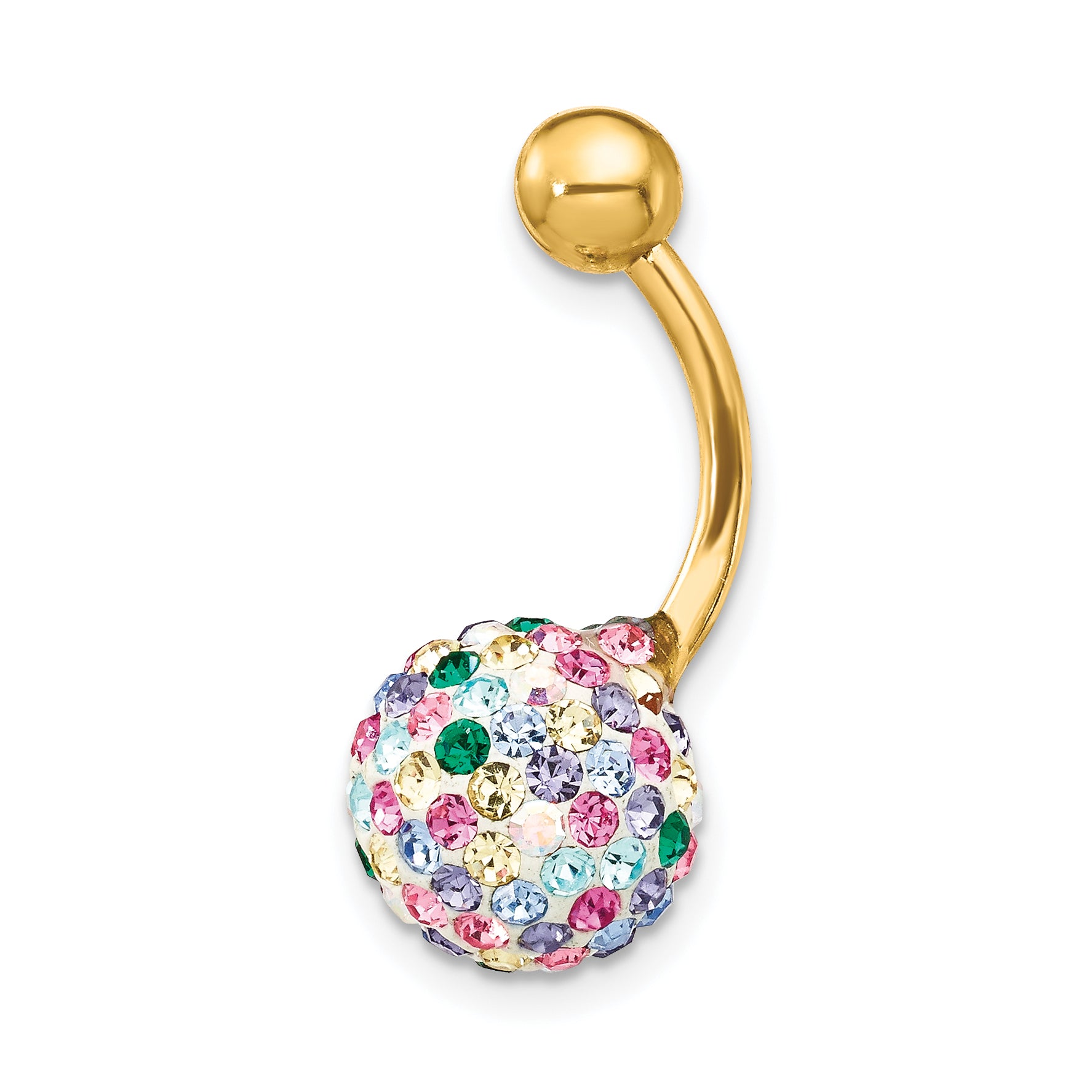 10K Gold Multi-Color Crystal Belly Dangle for Stylish Body Jewelry