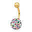 10K with 10mm Multi-Color Crystal Ball Belly Dangle