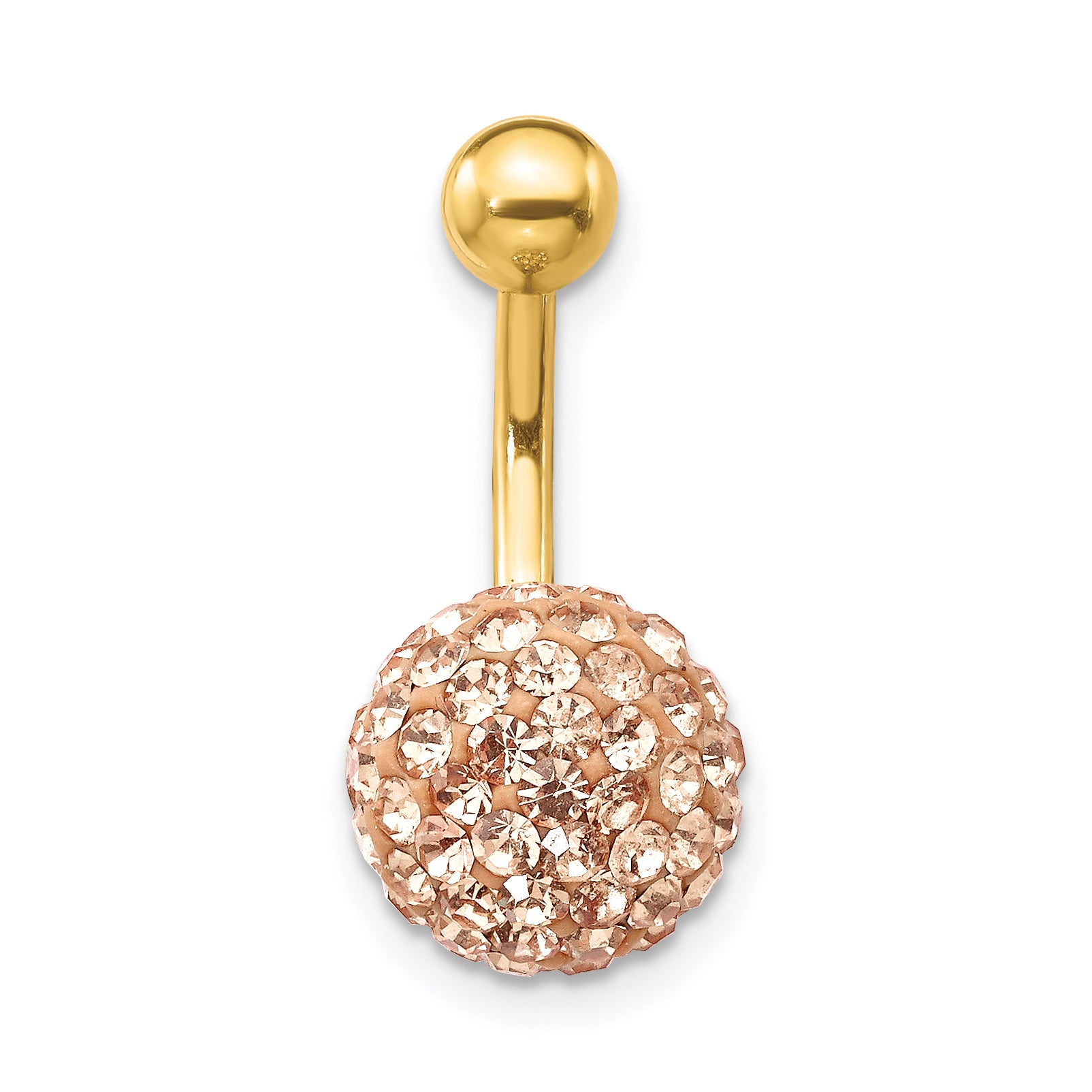 10K Gold Navel Jewelry with Champagne Crystal Elegant Design