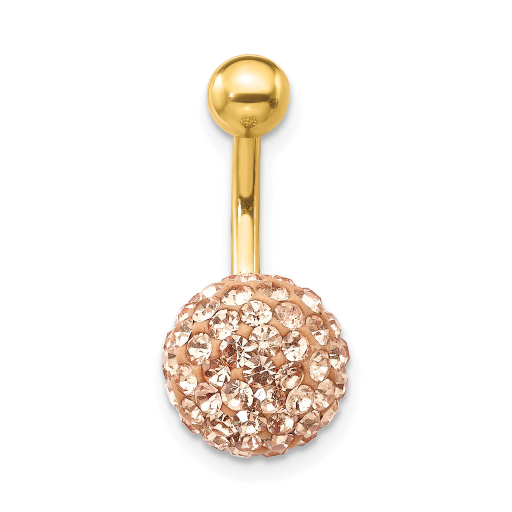 10K Gold Navel Jewelry with Champagne Crystal Elegant Design