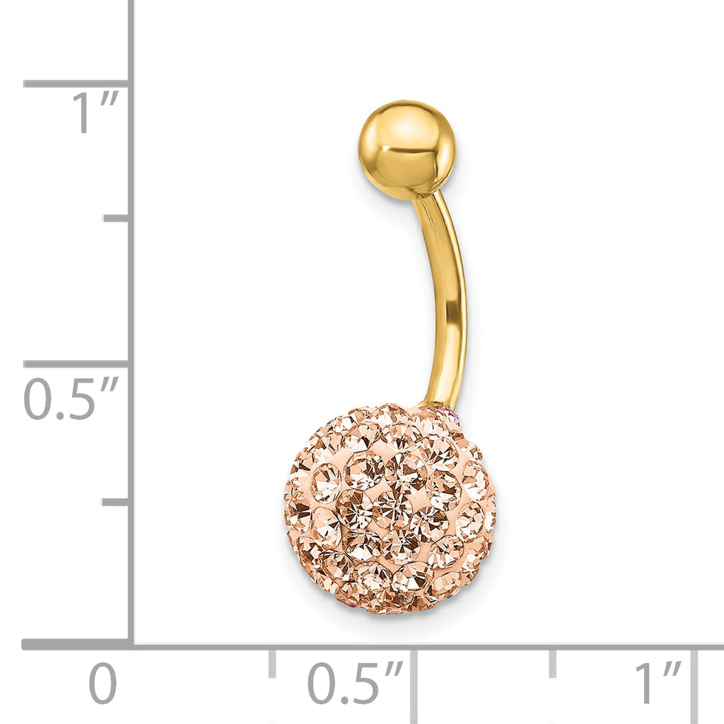 10K Gold Navel Jewelry with Champagne Crystal Elegant Design