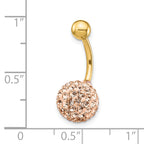 10K Gold Navel Jewelry with Champagne Crystal Elegant Design