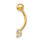 10K Yellow Gold CZ Belly Dangle with Elegant 22mm Design