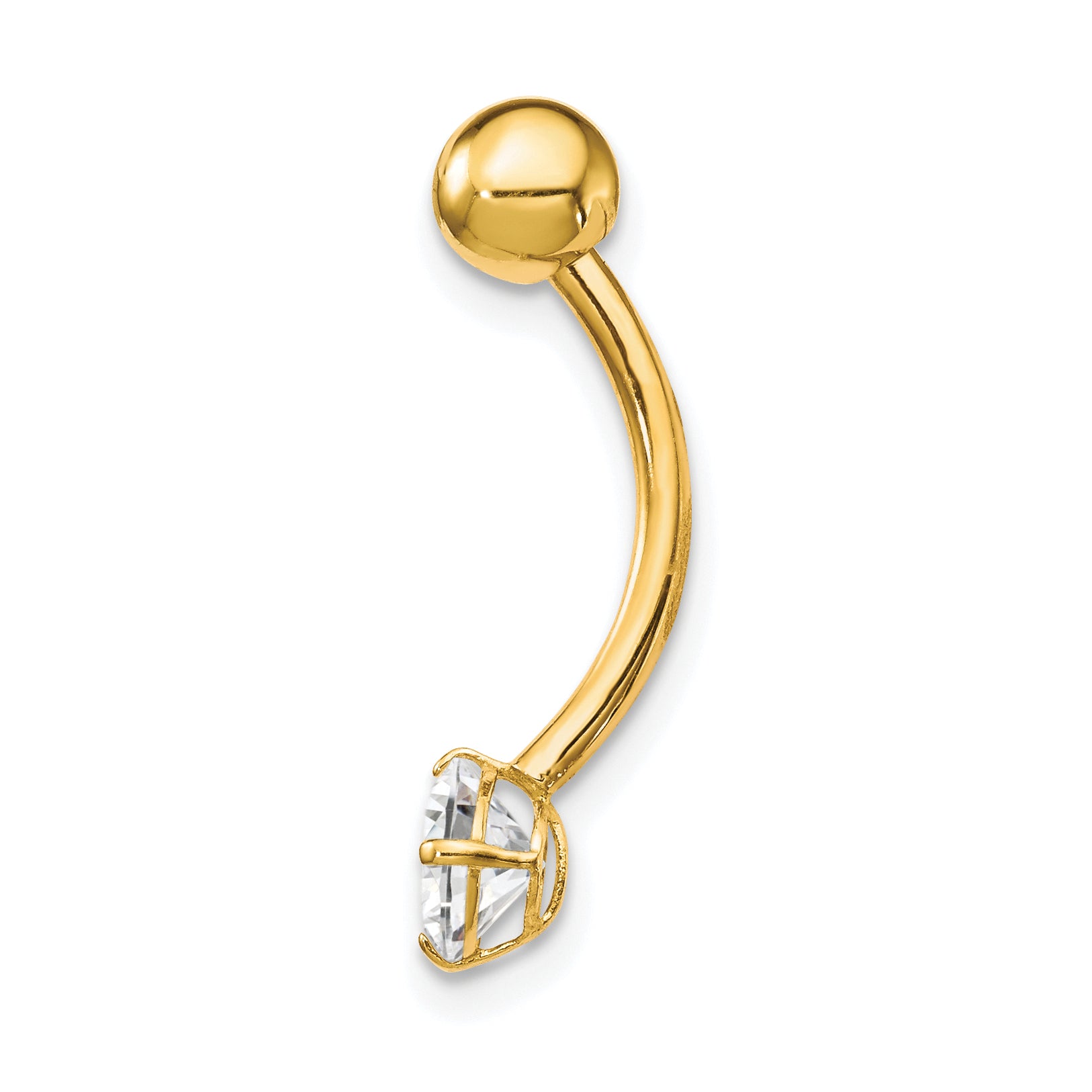 10K Yellow Gold CZ Belly Dangle with Elegant 22mm Design