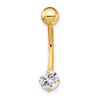 10K Yellow Gold CZ Belly Dangle with Elegant 22mm Design