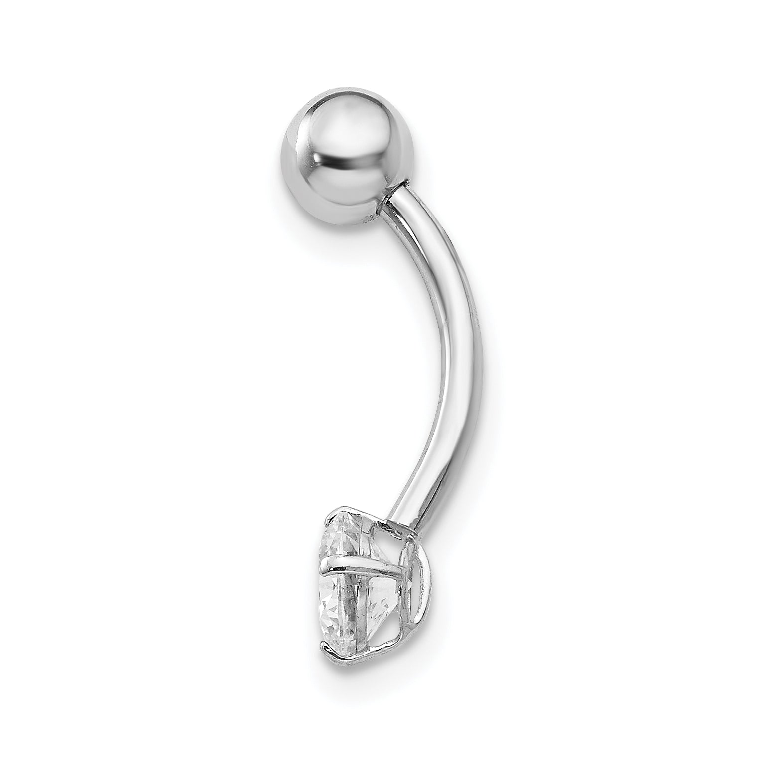 10K White Gold Belly Dangle with Clear CZ Rhodium-Plated Secondary image