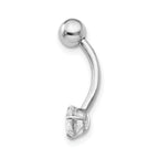10K White Gold Belly Dangle with Clear CZ Rhodium-Plated