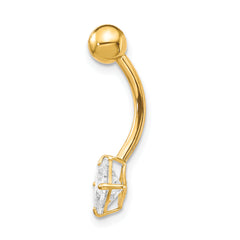 10K Gold Belly Dangle with Clear CZ Elegant Design