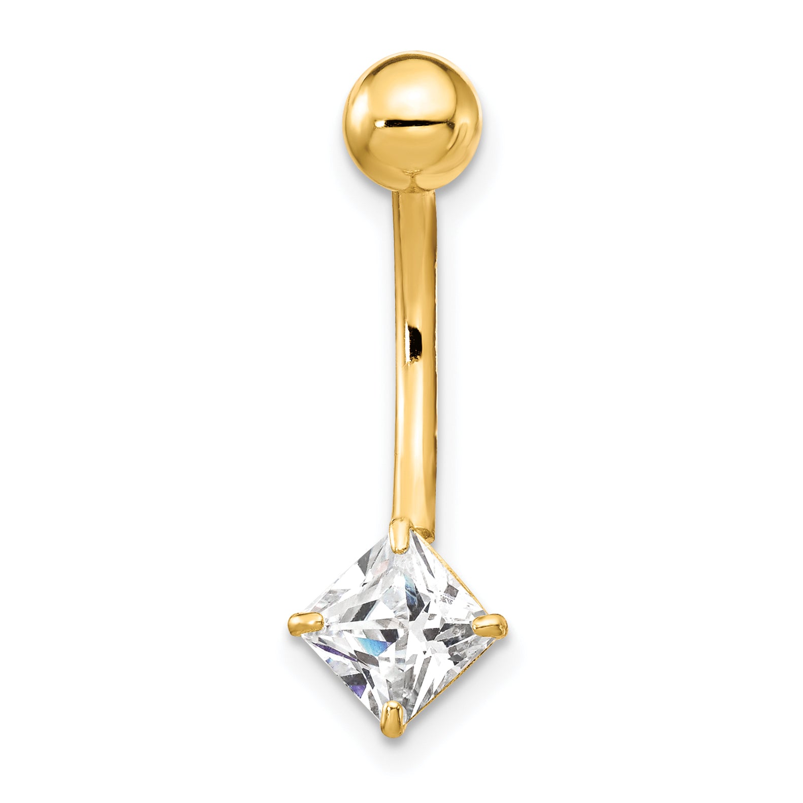 10K Gold Belly Dangle with Clear CZ Elegant Design