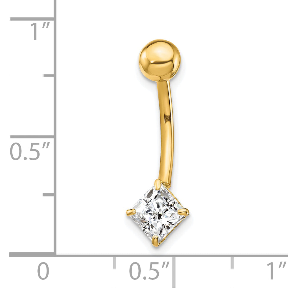 10K Gold Belly Dangle with Clear CZ Elegant Design