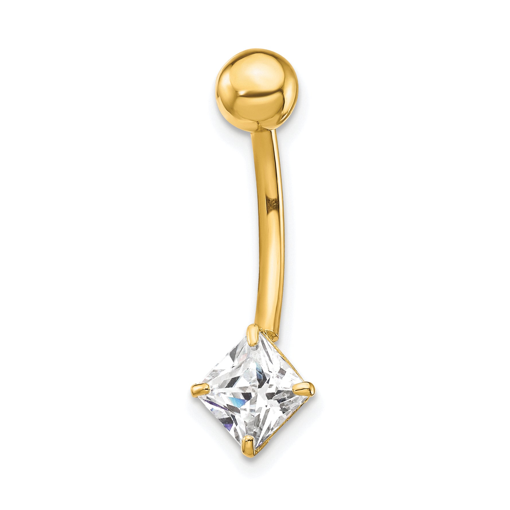 10k W/5mm Square Cz Belly Dangle Main image