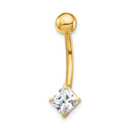 10k W/5mm Square Cz Belly Dangle