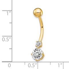 10K Yellow Gold Belly Dangle with Clear CZ Gems Elegant Navel Jewelry