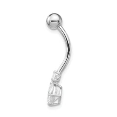 10k White Gold W/3 And 6mm Czs Belly Dangle