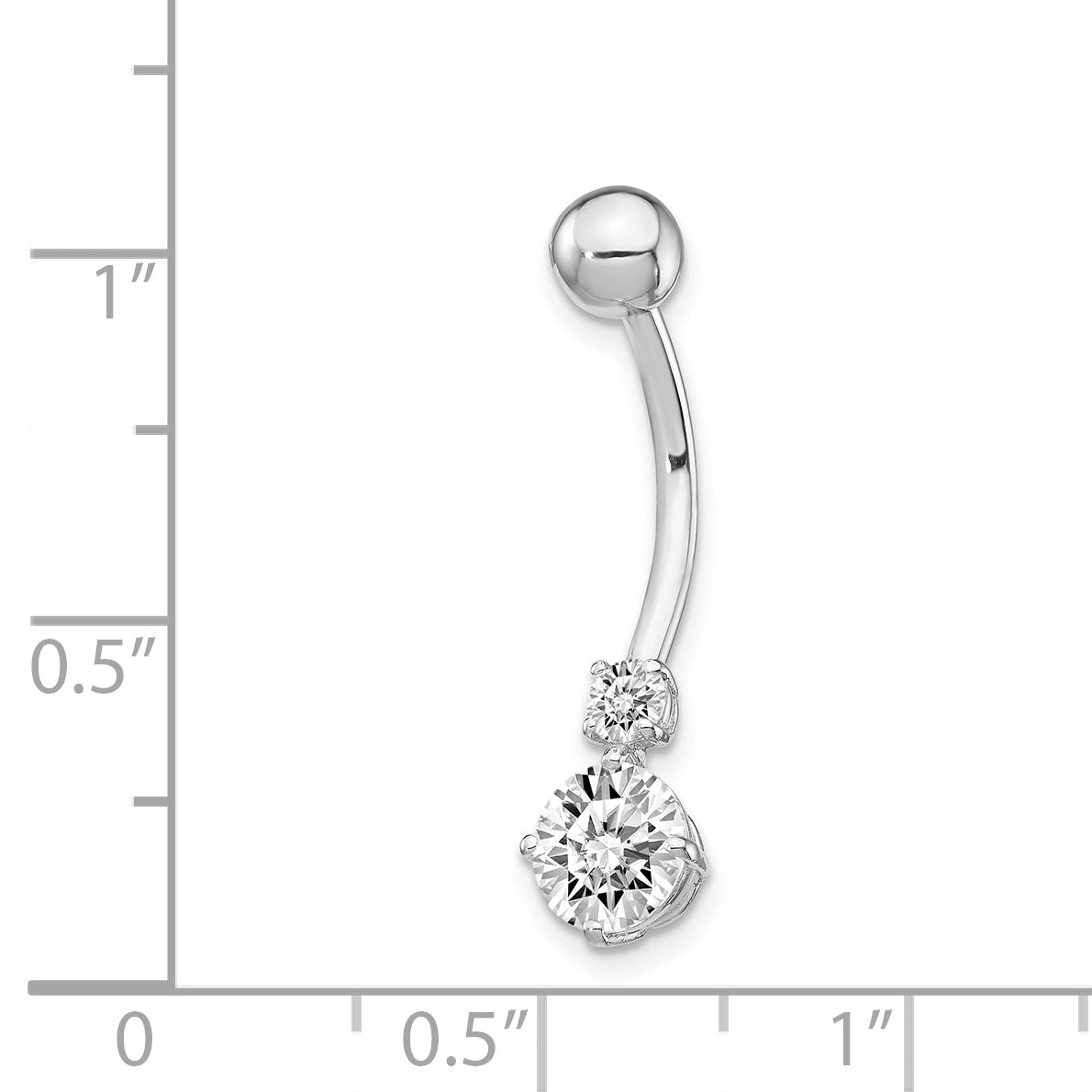 10K White Gold Belly Dangle with Clear CZ Elegance