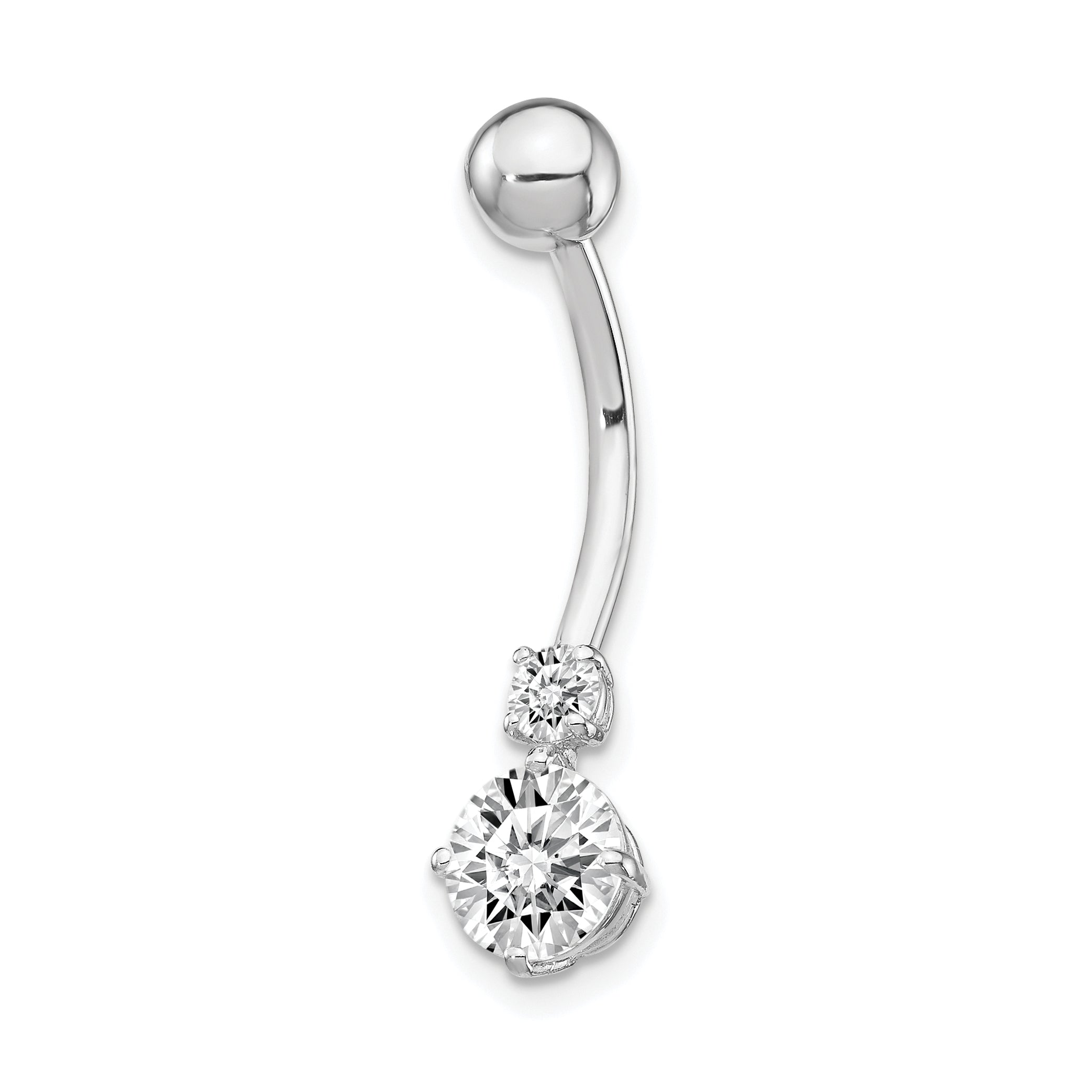 10k White Gold W/3 And 6mm Czs Belly Dangle Main image
